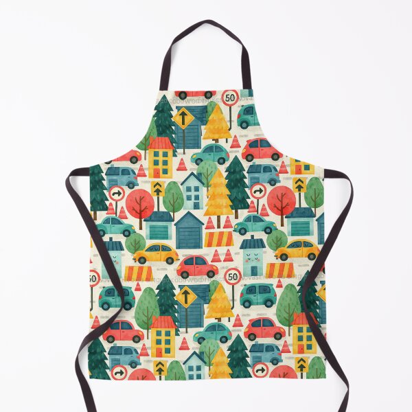 Item preview, Town Houses Cars and Pine Trees Kids Pattern designed and sold by Piotrek0001.