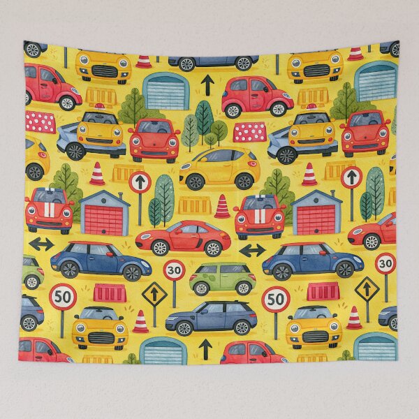Item preview, Yellow Taxis and City Traffic Watercolor Pattern designed and sold by Piotrek0001.