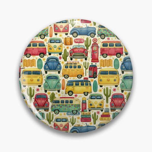 Item preview, Colorful Vintage Vans and Buses Retro Pattern designed and sold by Piotrek0001.