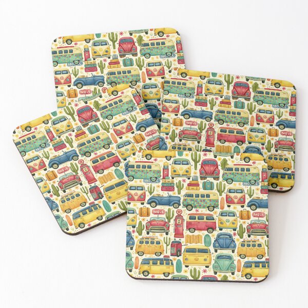 Item preview, Colorful Vintage Vans and Buses Retro Pattern designed and sold by Piotrek0001.