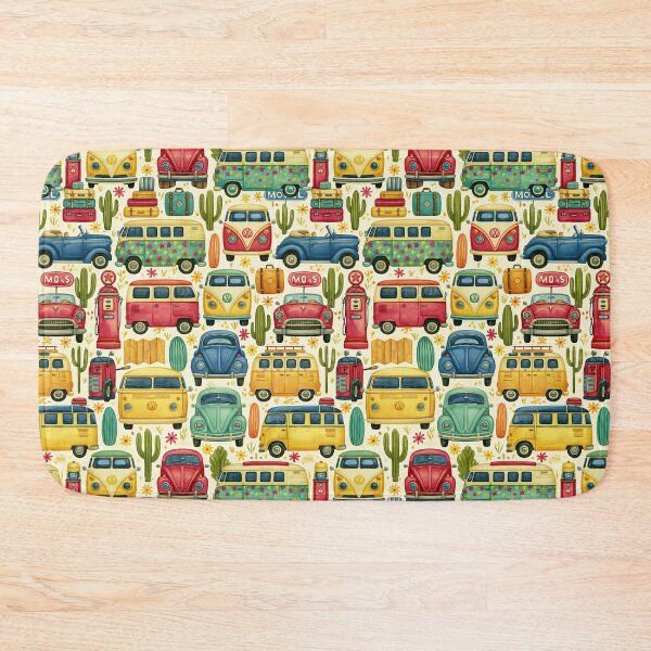 Item preview, Colorful Vintage Vans and Buses Retro Pattern designed and sold by Piotrek0001.