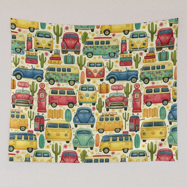 Item preview, Colorful Vintage Vans and Buses Retro Pattern designed and sold by Piotrek0001.