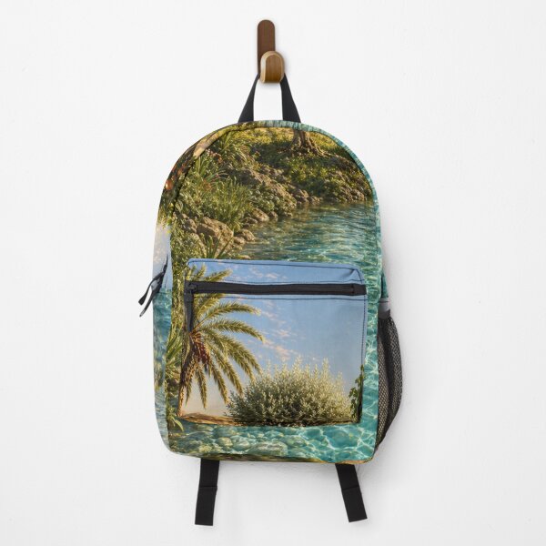 Item preview, Lush Oasis at Sunset / Crystal Clear River and Fruit Trees designed and sold by Louise2026.