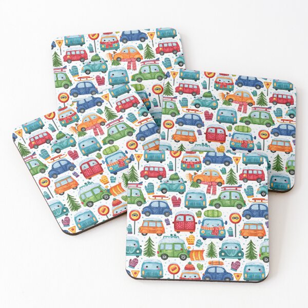 Item preview, Winter Cars and Snow Covered Pine Trees Pattern designed and sold by Piotrek0001.