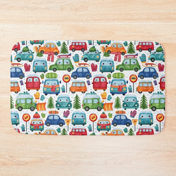 Item preview, Winter Cars and Snow Covered Pine Trees Pattern designed and sold by Piotrek0001.