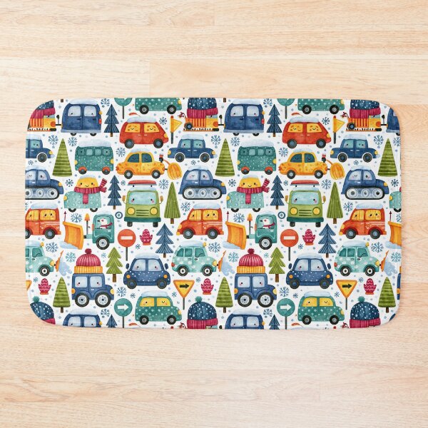 Item preview, Blue and Red Winter Cars Nursery Seamless Art designed and sold by Piotrek0001.
