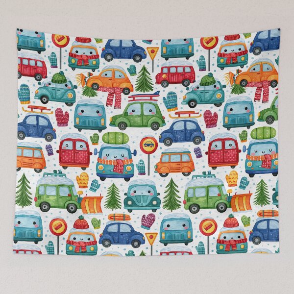 Item preview, Winter Cars and Snow Covered Pine Trees Pattern designed and sold by Piotrek0001.