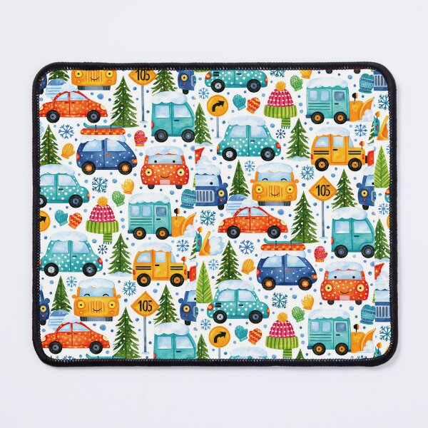Item preview, Snowy Winter Traffic and Pine Trees Kids Pattern designed and sold by Piotrek0001.