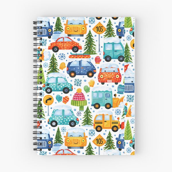 Item preview, Snowy Winter Traffic and Pine Trees Kids Pattern designed and sold by Piotrek0001.