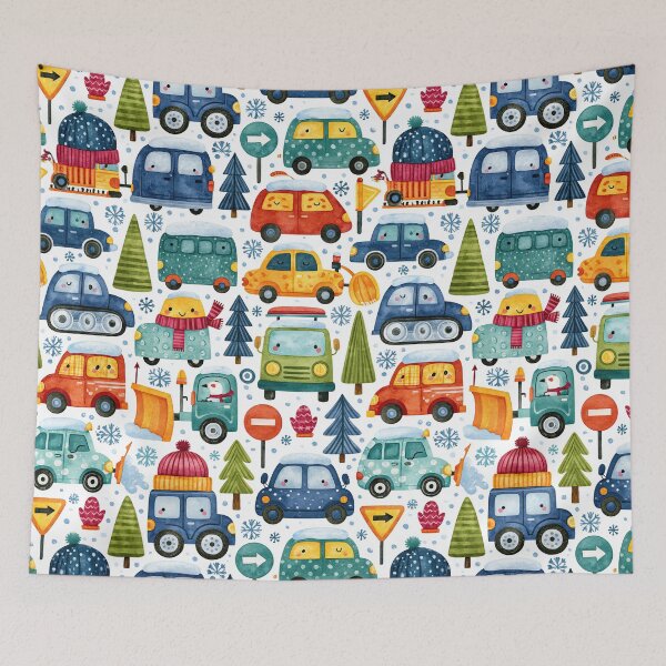 Item preview, Blue and Red Winter Cars Nursery Seamless Art designed and sold by Piotrek0001.