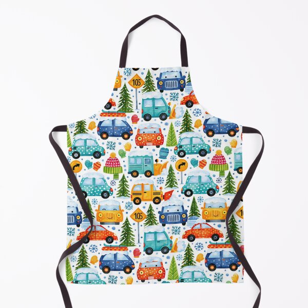 Item preview, Snowy Winter Traffic and Pine Trees Kids Pattern designed and sold by Piotrek0001.