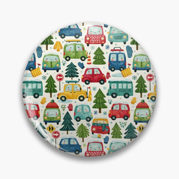 Item preview, Winter Town Traffic and Snowy Trees Watercolor Pattern designed and sold by Piotrek0001.