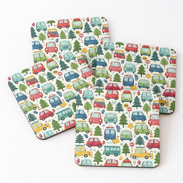 Item preview, Winter Town Traffic and Snowy Trees Watercolor Pattern designed and sold by Piotrek0001.