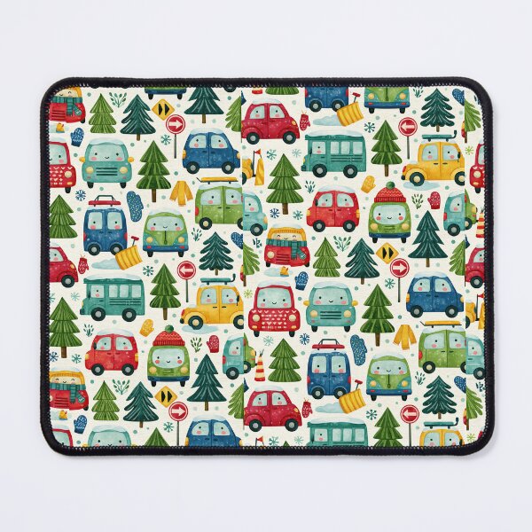 Item preview, Winter Town Traffic and Snowy Trees Watercolor Pattern designed and sold by Piotrek0001.