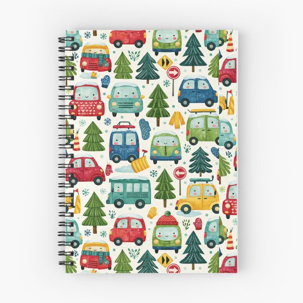 Item preview, Winter Town Traffic and Snowy Trees Watercolor Pattern designed and sold by Piotrek0001.