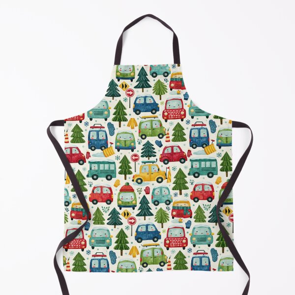 Item preview, Winter Town Traffic and Snowy Trees Watercolor Pattern designed and sold by Piotrek0001.