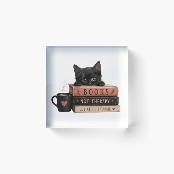 Item preview, Funny Cat Book Therapy – "Close Enough" Cute Black Kitten Reading Art designed and sold by KireaDesigns.