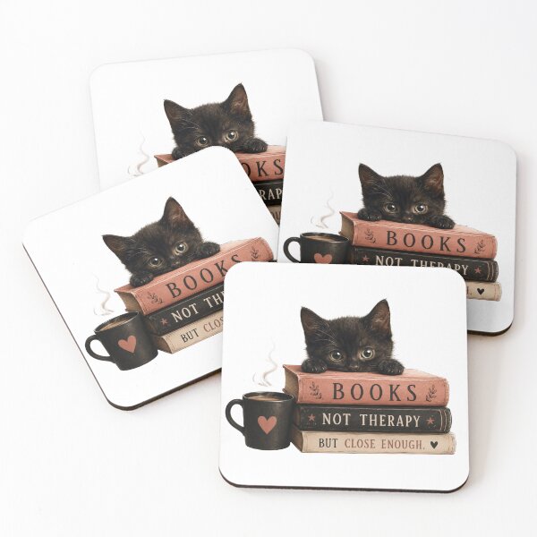 Item preview, Funny Cat Book Therapy – "Close Enough" Cute Black Kitten Reading Art designed and sold by KireaDesigns.