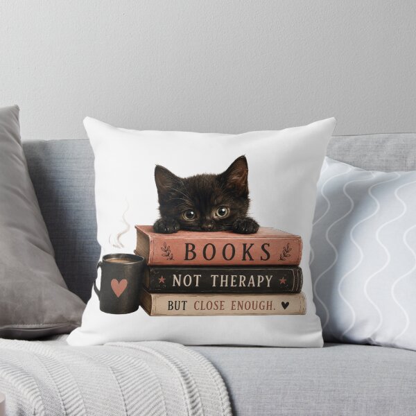 Item preview, Funny Cat Book Therapy – "Close Enough" Cute Black Kitten Reading Art designed and sold by KireaDesigns.