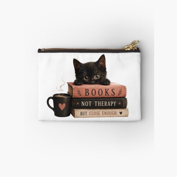 Item preview, Funny Cat Book Therapy – "Close Enough" Cute Black Kitten Reading Art designed and sold by KireaDesigns.