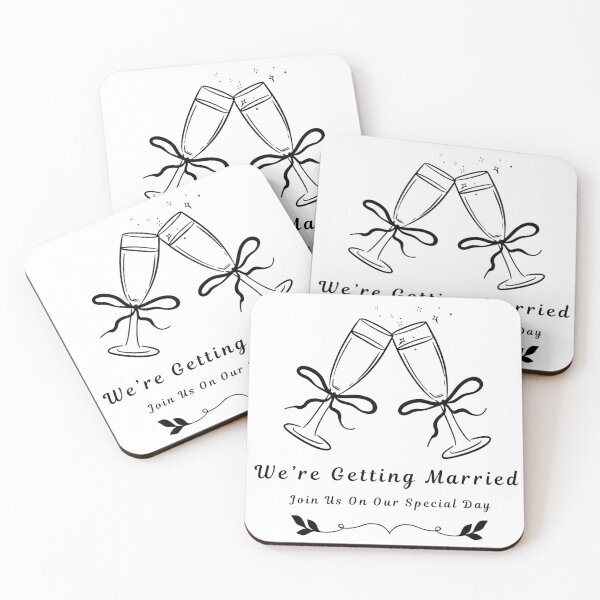 Item preview, We're Getting Married Join Us On Our Special Day Stickers Prints Posters Wall Art Magnet Home Coffee Cup Decoration TShirt Stationary Notebook Magnet Hat Kitchen Work School Office Redbubble Shop designed and sold by Saritas Boutique Shop.