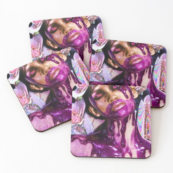 Item preview, Surreal Purple Metallic Drip Floral Portrait Zendaya  designed and sold by y2kponyclub.