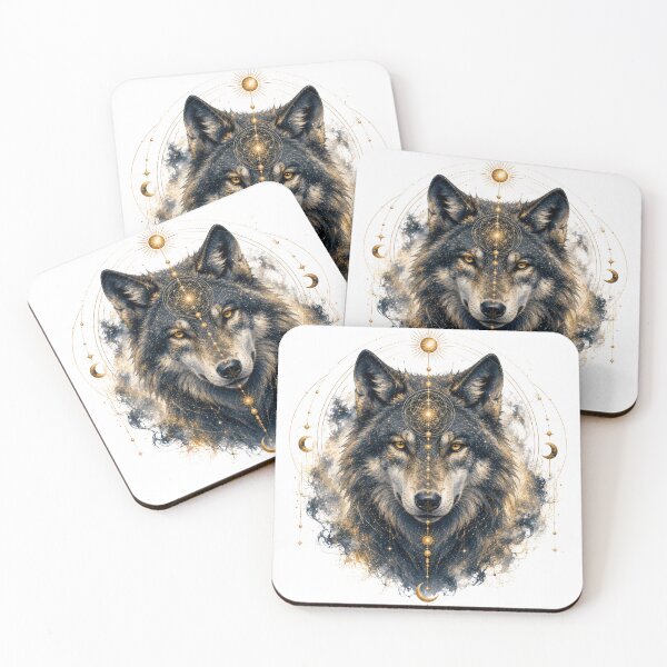 Item preview, Celestial Wolf Spirit – Sacred Geometry Moon & Stars Mandala Art designed and sold by KireaDesigns.