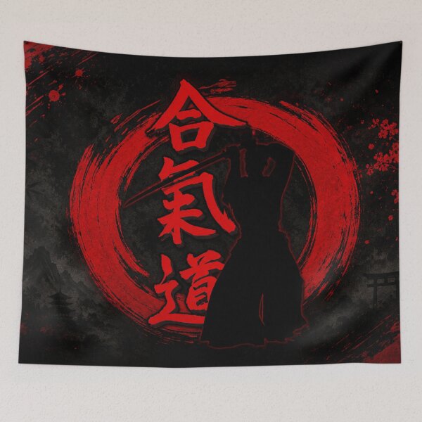 Item preview, Aikido Shadow Warrior Red Enso Japanese Martial Arts designed and sold by Fei Long Design Hub.