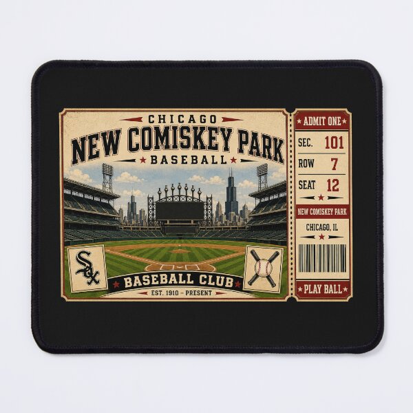 Item preview, New Comiskey Park Vintage Baseball Ticket Poster Chicago Retro Stadium Interior Baseball Club Art designed and sold by GhostDawgs.