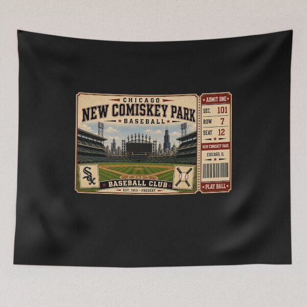 Item preview, New Comiskey Park Vintage Baseball Ticket Poster Chicago Retro Stadium Interior Baseball Club Art designed and sold by GhostDawgs.