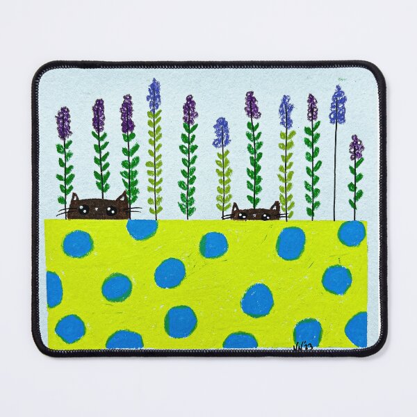 Item preview, Lavender Hide and Seek - Cute Brown Cats Mixed Media - Day 84 of 365  designed and sold by BeeandKiwi.