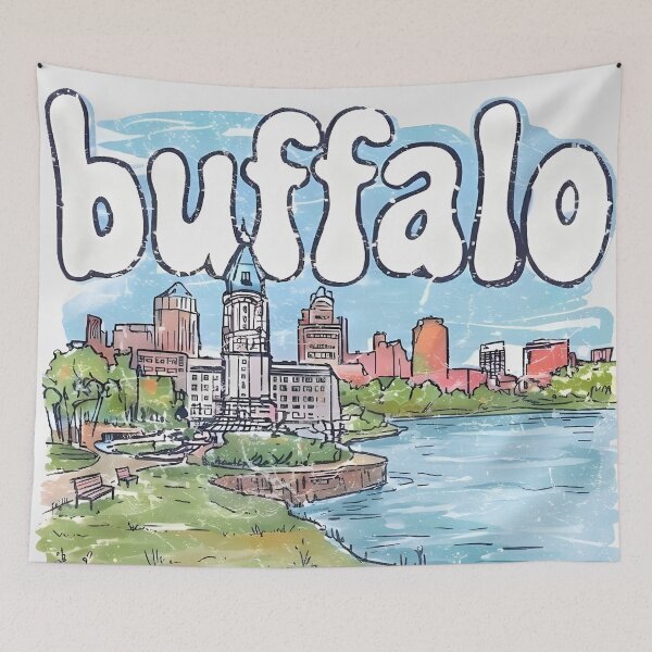 Item preview, Buffalo NY Cute Skyline Colorful Cityscape Lake designed and sold by HowToCanadian.