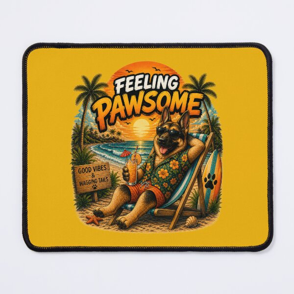 Item preview, Funny German Shepherd Beach Design – Feeling Pawsome Summer Vibes Vacation Dog designed and sold by PixelsPaws.