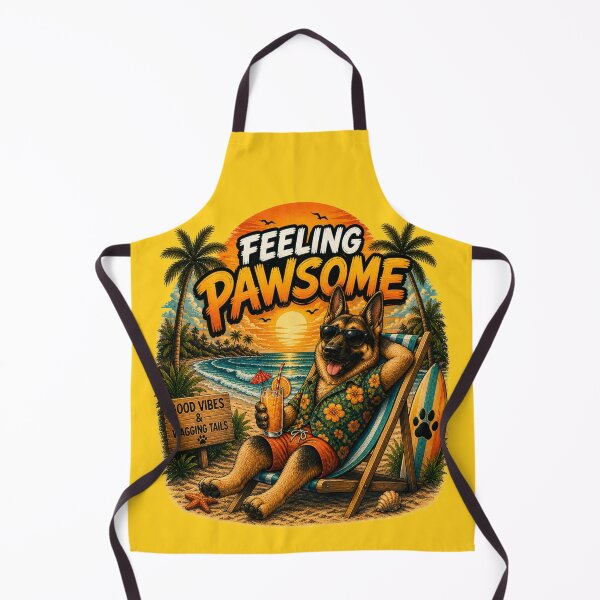 Item preview, Funny German Shepherd Beach Design – Feeling Pawsome Summer Vibes Vacation Dog designed and sold by PixelsPaws.