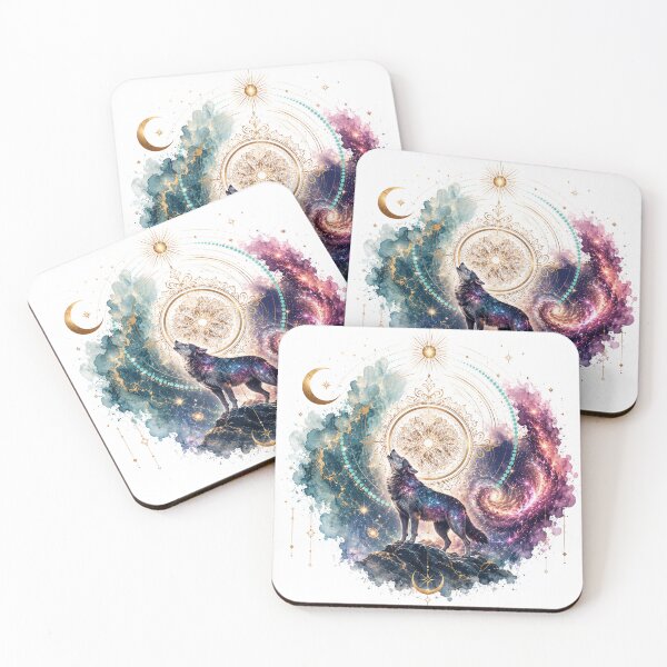 Item preview, Howling Galaxy Wolf – Cosmic Mandala & Nebula Dreamscape Art designed and sold by KireaDesigns.
