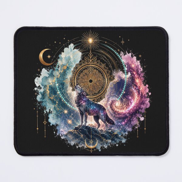 Item preview, Howling Galaxy Wolf – Cosmic Mandala & Nebula Dreamscape Art designed and sold by KireaDesigns.