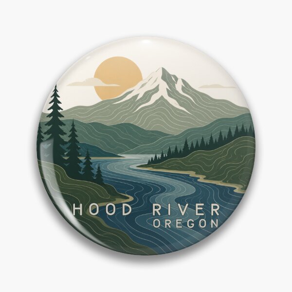 Item preview, Hood River Oregon Retro Mountain Landscape Art | Columbia River Gorge Design designed and sold by SimplyJasper.