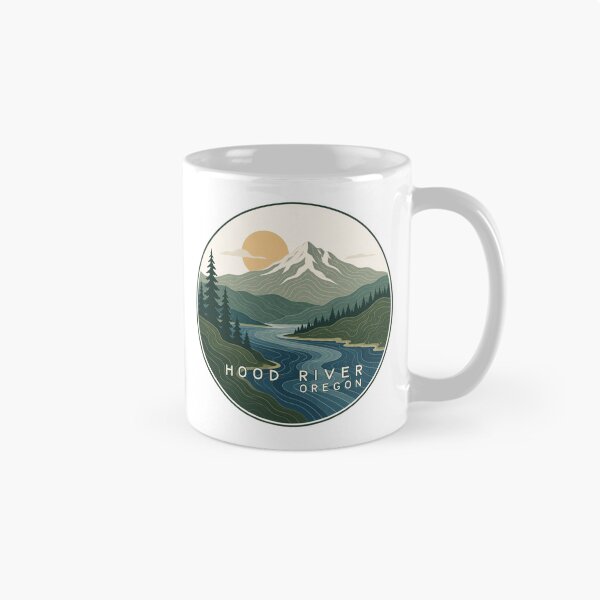 Item preview, Hood River Oregon Retro Mountain Landscape Art | Columbia River Gorge Design designed and sold by SimplyJasper.