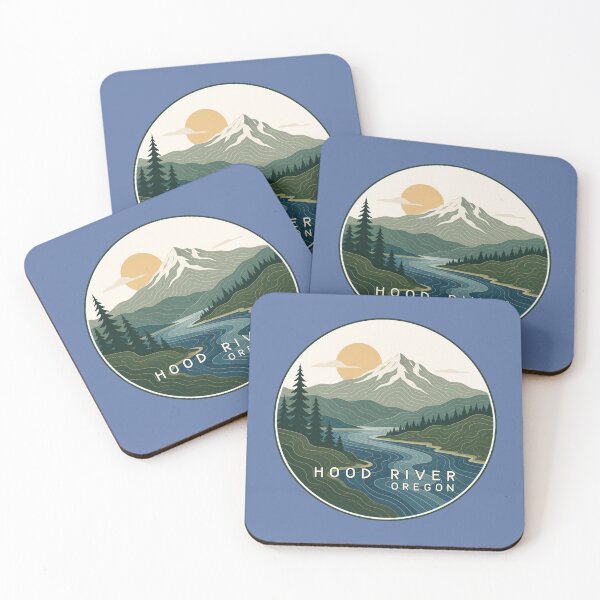 Item preview, Hood River Oregon Retro Mountain Landscape Art | Columbia River Gorge Design designed and sold by SimplyJasper.