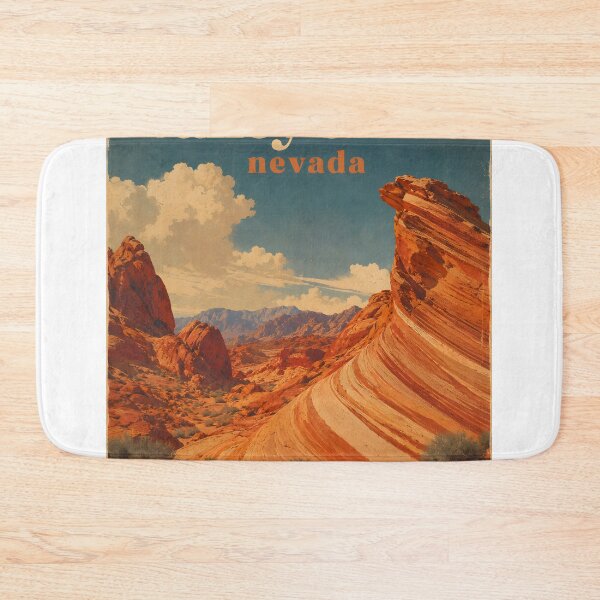 Item preview, Valley of Fire Nevada Vintage Desert Landscape Travel Poster designed and sold by Northline Threads.