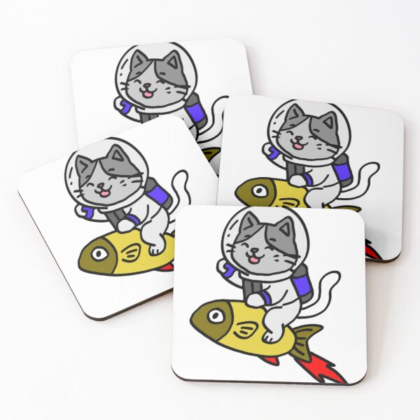 Item preview, Happy Astronaut Cat Riding a Space Fish designed and sold by messiahgoodwino.