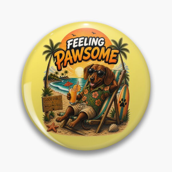 Item preview, Funny Brown Dachshund Beach Design – Feeling Pawsome Summer Vibes Vacation Dog designed and sold by PixelsPaws.