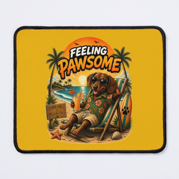 Item preview, Funny Brown Dachshund Beach Design – Feeling Pawsome Summer Vibes Vacation Dog designed and sold by PixelsPaws.