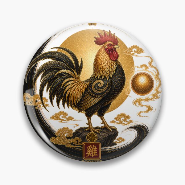 Item preview, Year of the Rooster Zodiac – Celestial Gold and Black Chinese Astrological Art designed and sold by KireaDesigns.