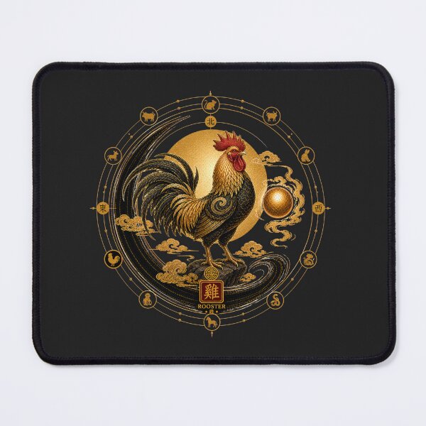 Item preview, Year of the Rooster Zodiac – Celestial Gold and Black Chinese Astrological Art designed and sold by KireaDesigns.