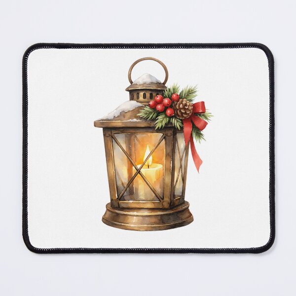 Item preview, Watercolor Vintage Christmas Lantern with Burning Candle designed and sold by silviaol.