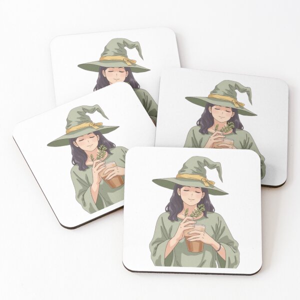 Item preview, Anime Green Witch Herbalist Cottagecore Art designed and sold by MoonAndMossStudio.