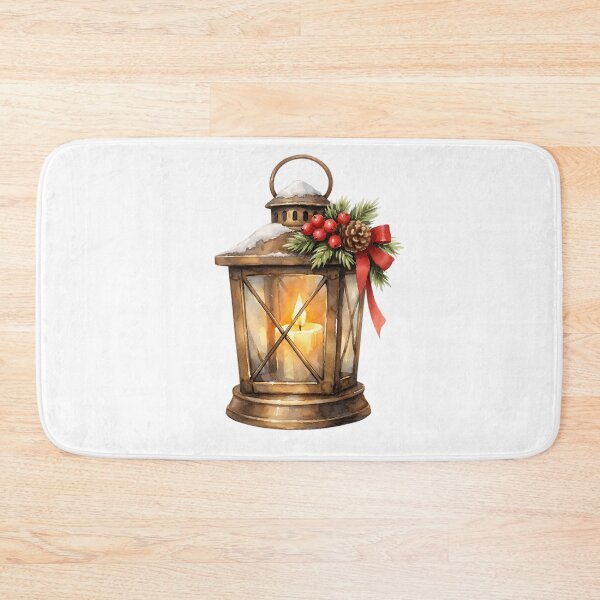 Item preview, Watercolor Vintage Christmas Lantern with Burning Candle  designed and sold by silviaol.