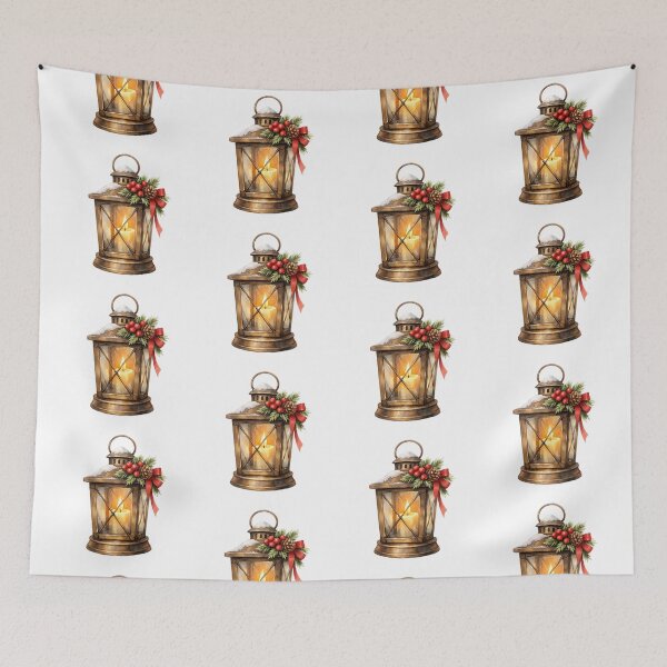 Item preview, Watercolor Vintage Christmas Lantern with Burning Candle  designed and sold by silviaol.