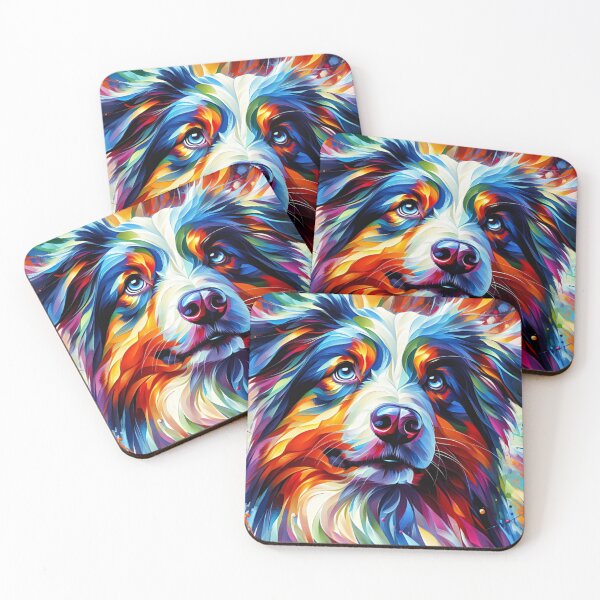 Item preview, Australian Shepherd Acrylic Art Blue Merle Aussie Portrait designed and sold by Puppy Puzzles Plus.
